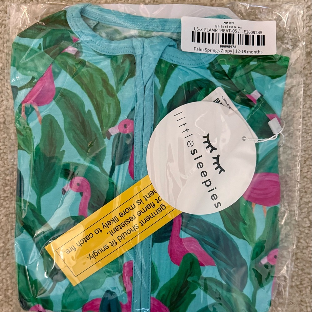 Little Sleepies Teal & Pink Flamingo Zip-Up Swim Rashguard
